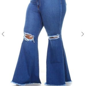 Bell bottom distressed jeans